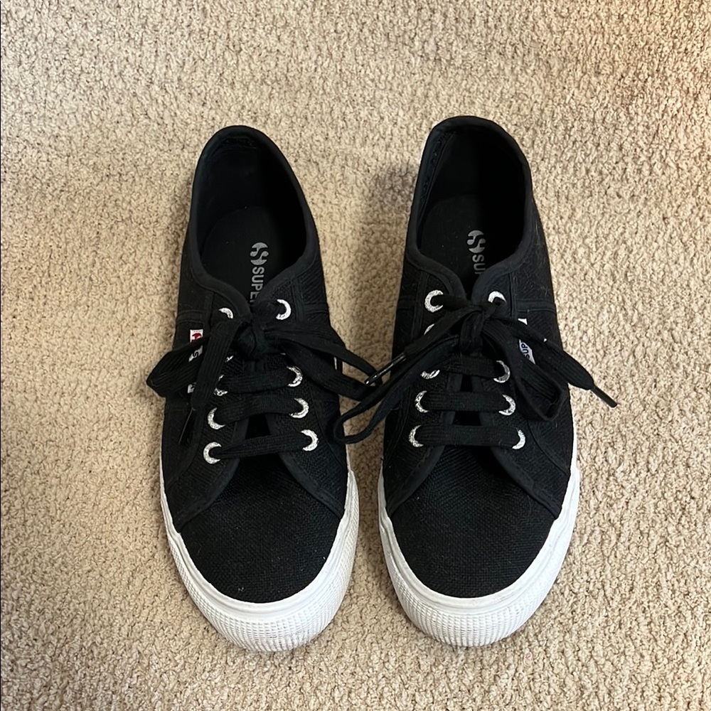 Superga Women's Black Canvas High Top Sneakers